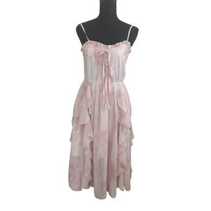 Womens Y2K Coquette Milkmaid Babydoll Dress Size S Pink Soft Girl Fairycore